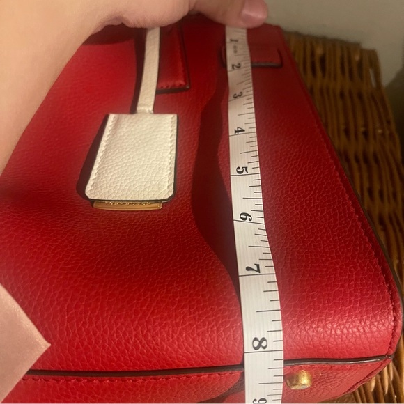 Tory Burch 2WAY Handbag Walker Small Satchel Red Gold Hardware Leather Luxury - Picture 9 of 10